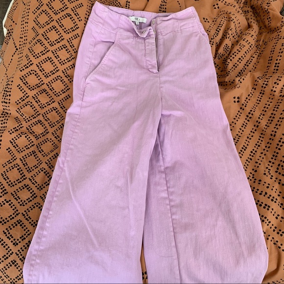 Tibi Womens Cotton Wide Leg High Rise Cropped Jeans Lavender Purple 0 - Picture 3 of 7
